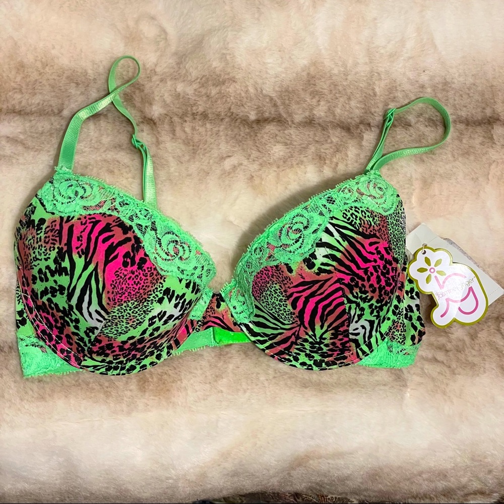 Neon wild animal print bra